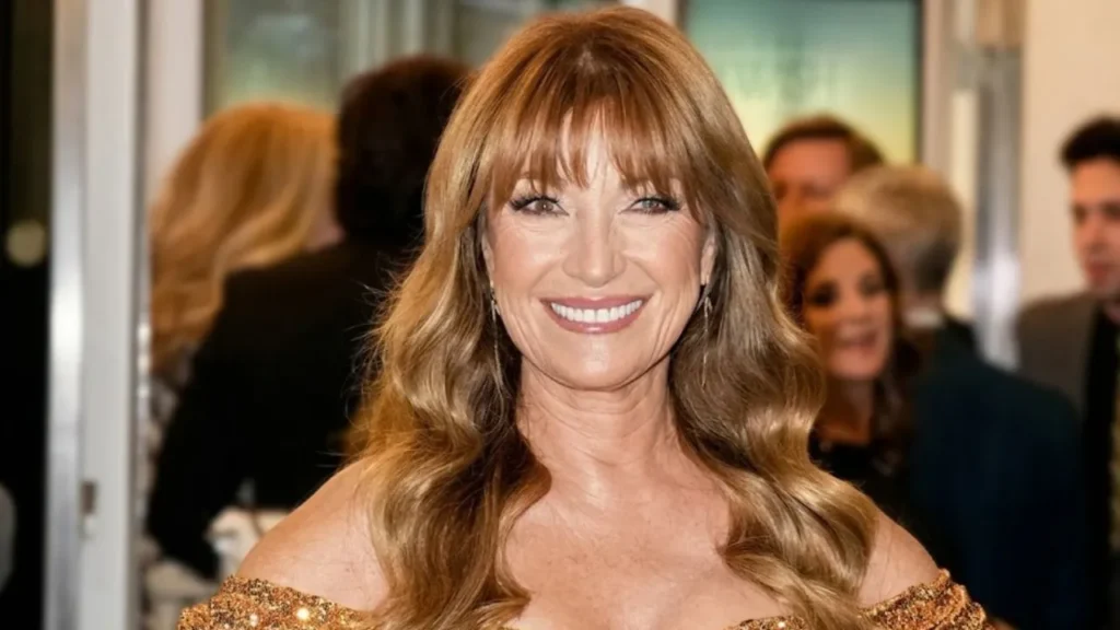 Actress Jane Seymour smiling radiantly on the red carpet at age 75 showcasing her natural aging beauty.