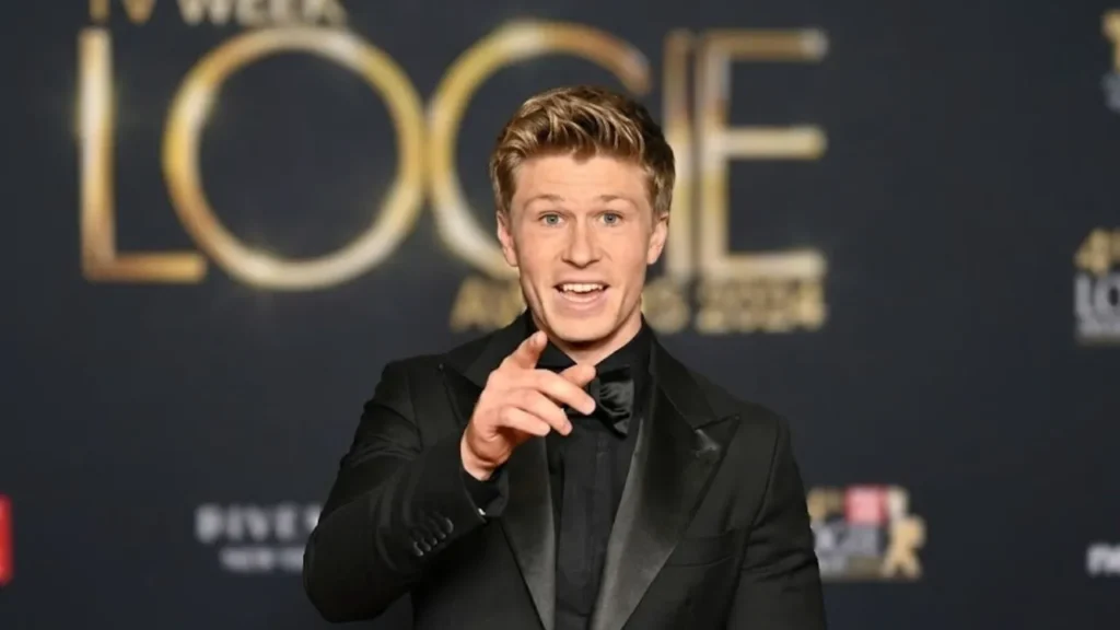 Robert Irwin smiling at an evening event and Yerin Ha posing gracefully on a red carpet.