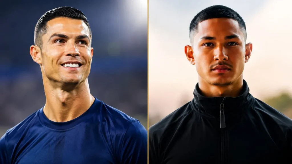 Cristiano Ronaldo and Faiq Bolkiah side-by-side in a net worth comparison graphic showing their estimated wealth.