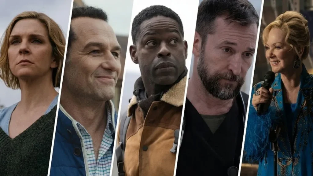 2026 Emmy nominations announcement graphic featuring The Pitt and Hacks