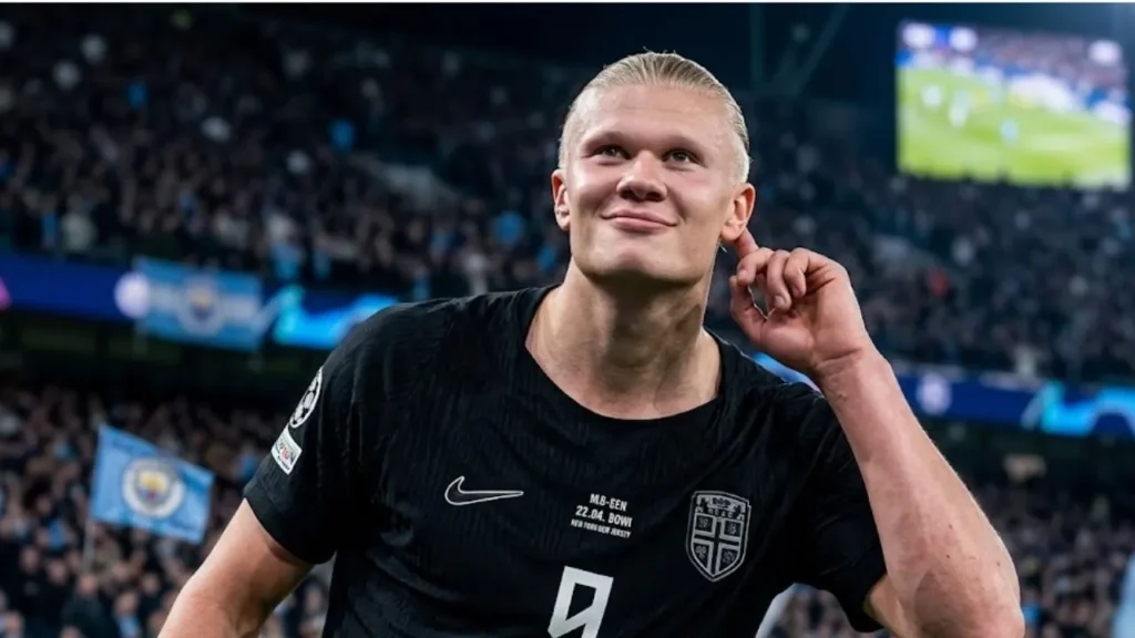 Erling Haaland leading Norway's Viking Row celebration during the 2026 World Cup