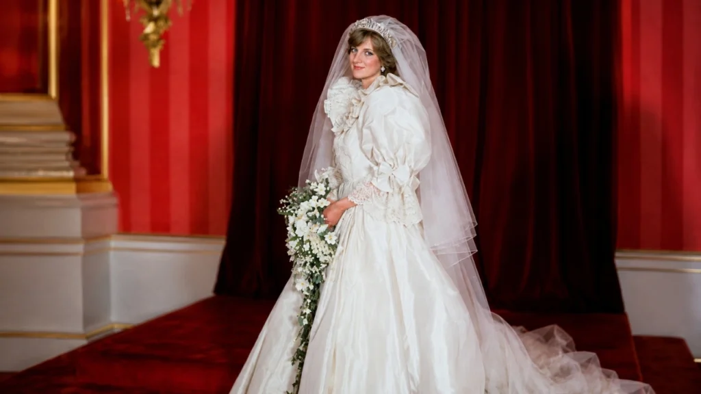 Sketch of Princess Diana's 1981 wedding gown by designer Elizabeth Emanuel.