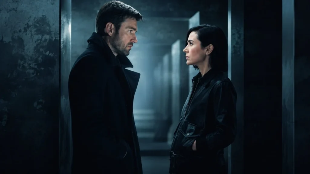 Actor Joel Edgerton looking intense in a scene from the sci-fi television series Dark Matter Season 2 on Apple TV.