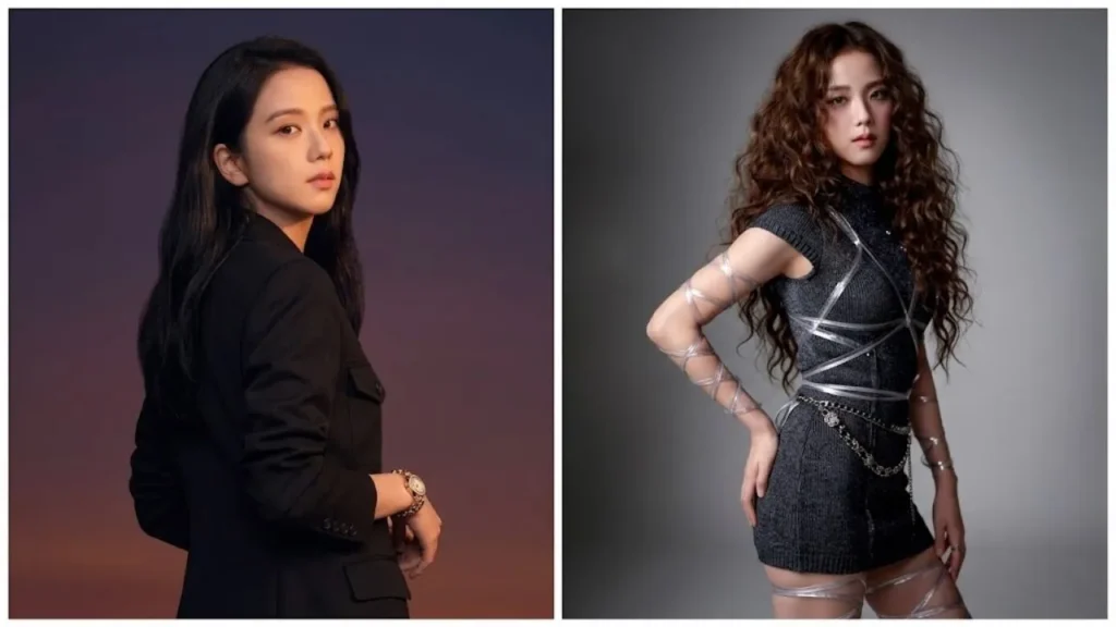 BLACKPINK member JISOO posing in a chic modern outfit for her solo single CLICK concept promotional artwork