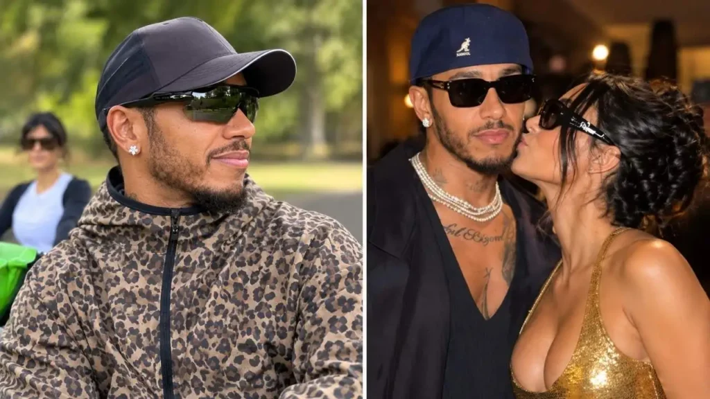 Formula 1 champion Lewis Hamilton and reality star Kim Kardashian walking together during an intimate date night