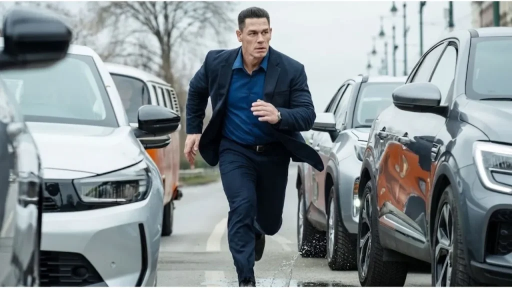 John Cena and Jessica Biel in Apple TV+'s action comedy film Matchbox: The Movie