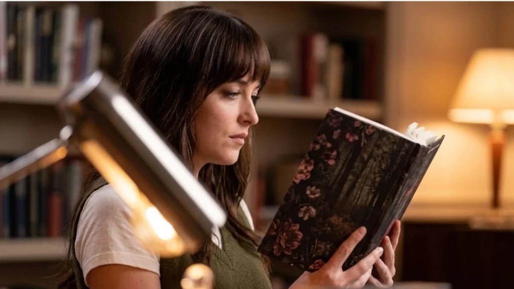Dark suspenseful imagery featuring manuscript pages from Colleen Hoover's thriller Verity
